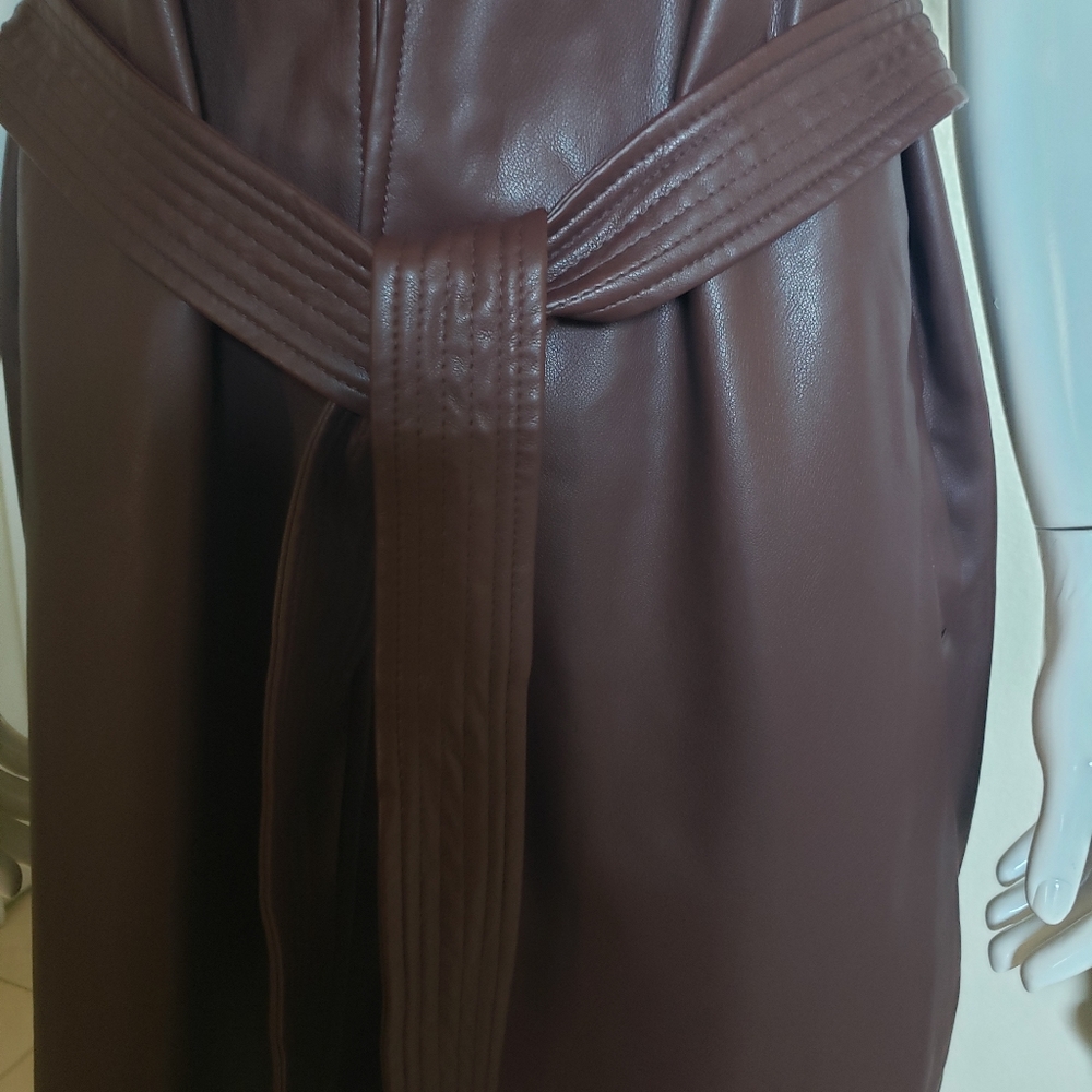 MARC NEW YORK FAUX LEATHER Trench Coat (color is Decadent Chocolate) - Picture 7 of 14